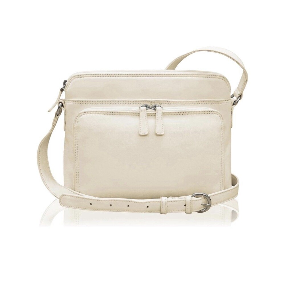 NEW ili New York Genuine Leather Crossbody RFID Blocking Organizer in Bone $129